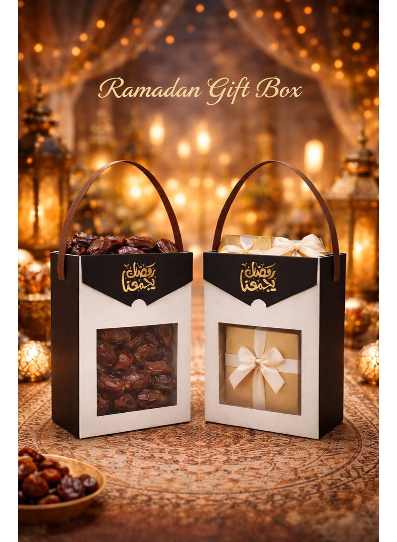 Ramadan Kareem Gift Box with Window & Handle – Premium White Eid Packaging Box - Image 2